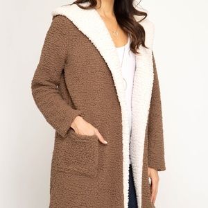 Shearling Hooded Teddy Coat